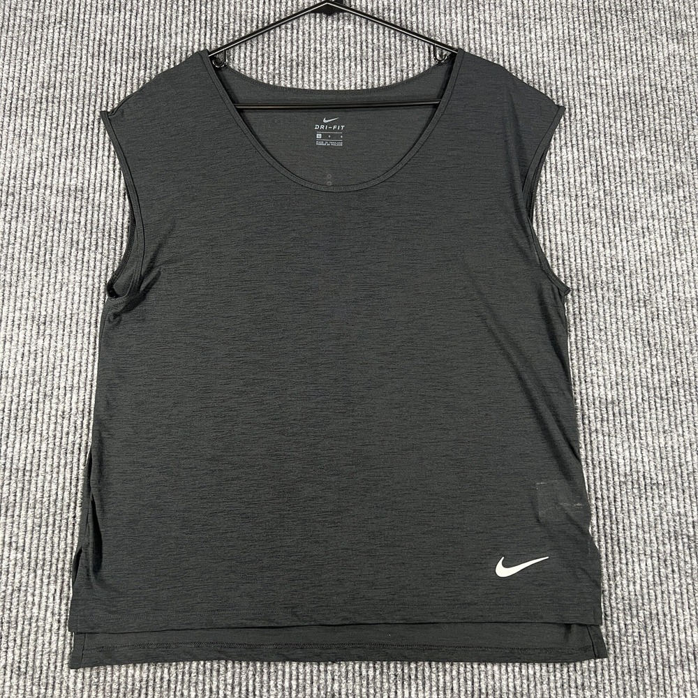 Nike Shirt Dri-Fit Womens Size Large Black Sleeveless Activewear Gym Run Lift